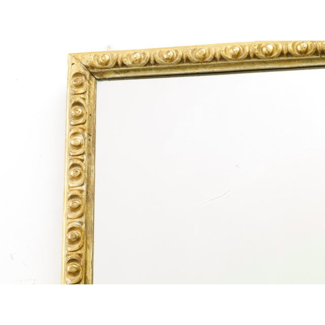 Mid-Century Modern French Midcentury Rectangular Giltwood Mirror with Carved Ovoid Motifs For Sale - Image 3 of 6