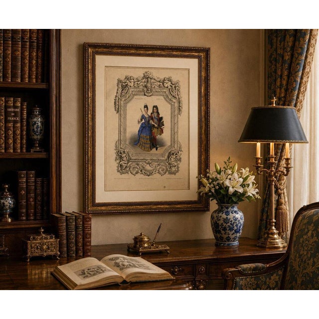 Court Costume Royal Couple, 1847, Lithograph For Sale - Image 3 of 10