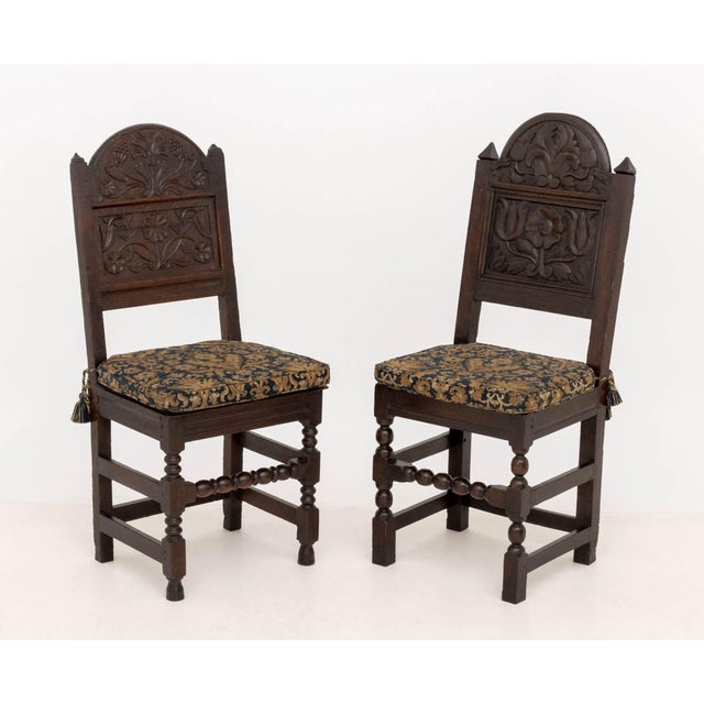 Set of Eight Jacobean Carved Oak Dining Chairs For Sale - Image 10 of 16