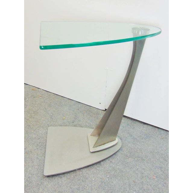 Modern Modern Design Cantilever Glass & Steel Table For Sale - Image 3 of 6
