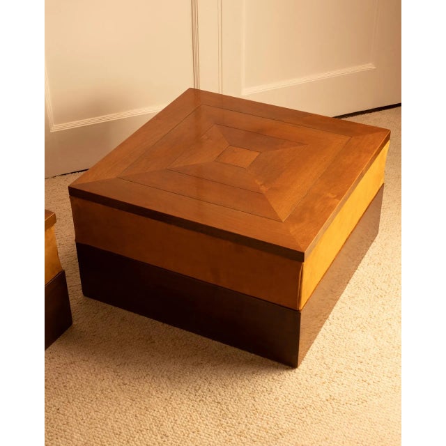 Pair of side tables by paolo buffa - italy, 1940s each table features a geometric design on the top. The edges are...