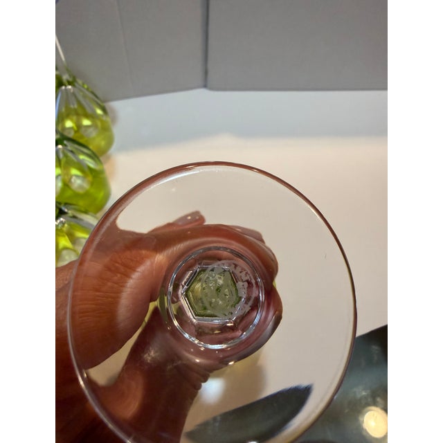 Mid 20th Century Chartreuse and Green Baccarat Cordial Glasses in Genova Pattern - Set of 4 For Sale In Chicago - Image 6 of 11
