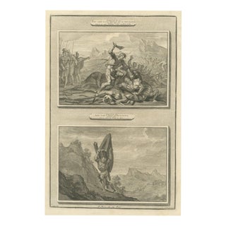 Pieter Mortier, Samson with the Jawbone and Samson Carries the Gates of Gaza, 1700, Engraving For Sale