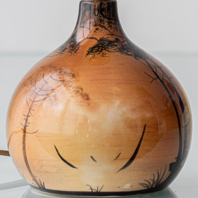 Small French Art Nouveau Hand-Painted Ceramic Table Lamps, 1920s, Set of 2 For Sale - Image 12 of 18