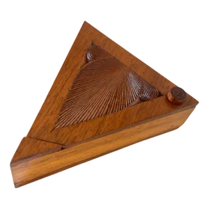 Decorative and Jewelry Box in Wood with Geometrical Pattern, France, 1970s