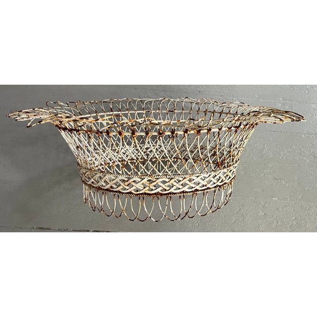 Metal Antique 19th Century French Victorian Oval Wire Garden Basket or Planter For Sale - Image 7 of 12