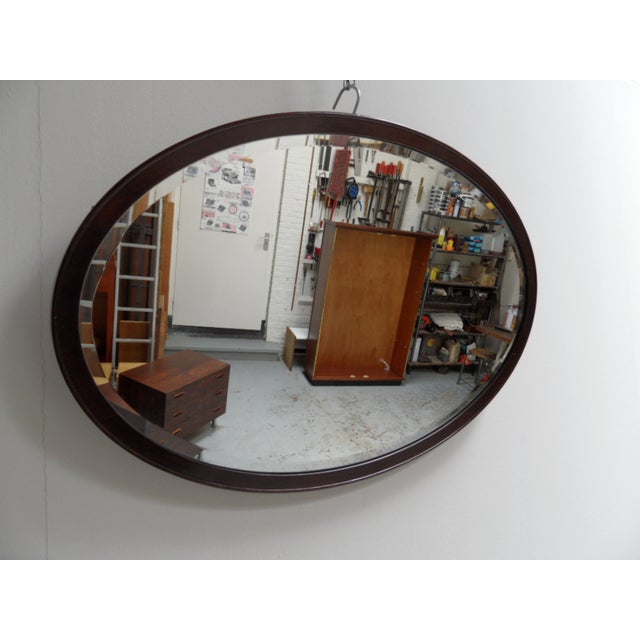 Antique Oval Mahogany Mirror, 1890s For Sale - Image 5 of 9
