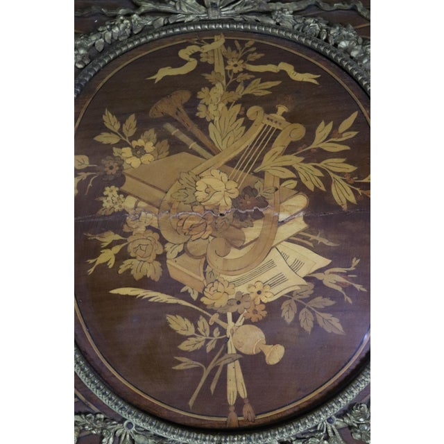 Late 19th Century Louis XVI 19th C. Bronze Mounted Figural Marqetry Inlaid Roll Top Desk For Sale - Image 5 of 17