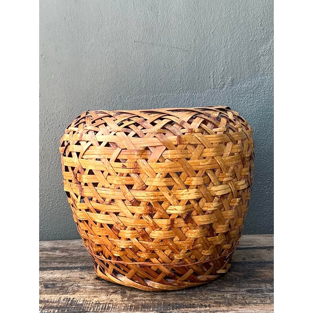 Vintage Japanese Ikebana Woven Rattan Basket For Sale - Image 12 of 12