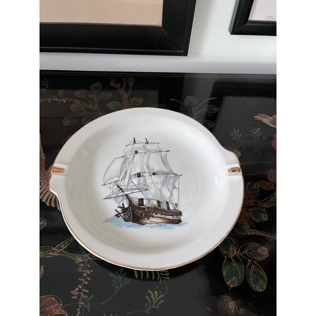 Mid-Century Modern 1950s Vintage Norleans Schooner Ship Ashtray, Japan For Sale - Image 3 of 8