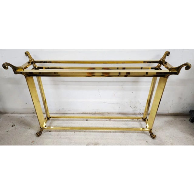 Mastercraft Mastercraft Style Console Table Glass & Brass For Sale - Image 4 of 13