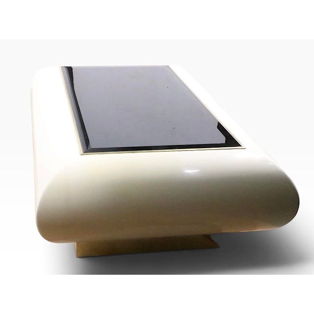 Space Age Lacquer and Glass Modernist Coffee Table C. 1970's For Sale - Image 15 of 18