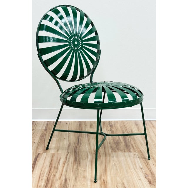 Francois Carre Antique Green Francois Carre Sunburst Garden Chairs, Pair For Sale - Image 4 of 15
