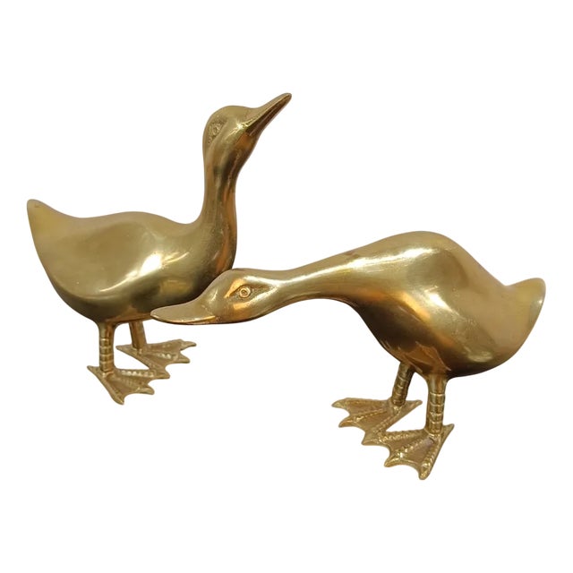 Brass Duck Figurines, 1950s, Set of 2 For Sale
