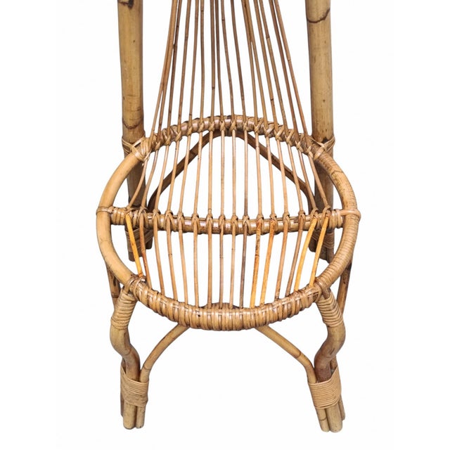 Wood Bamboo and Rattan High Back Chair, 1960s For Sale - Image 7 of 8