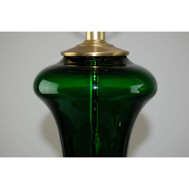 1960s Vintage 1960s Murano Glass Table Lamps in Emerald Green - a Pair For Sale - Image 5 of 11
