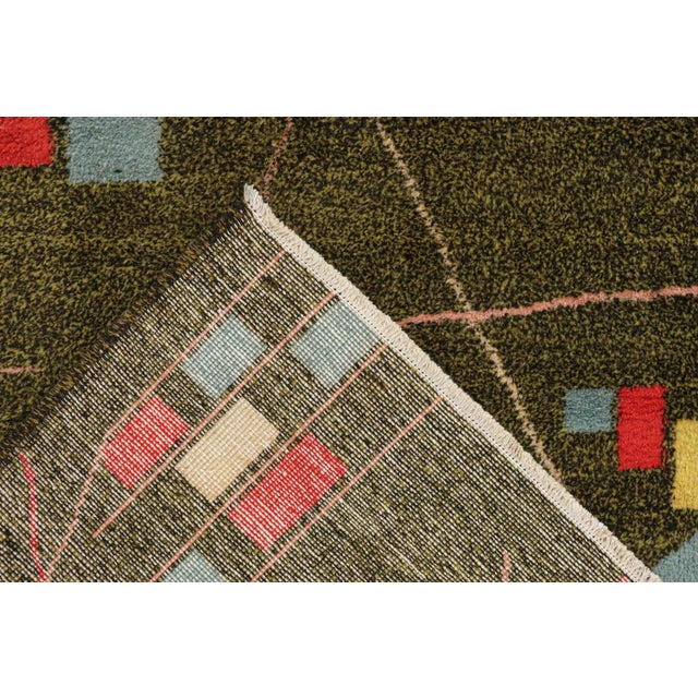 Textile 1960s Vintage Zeki Müren Rug in Chartreuse With Geometric Patterns by Rug & Kilim For Sale - Image 7 of 8