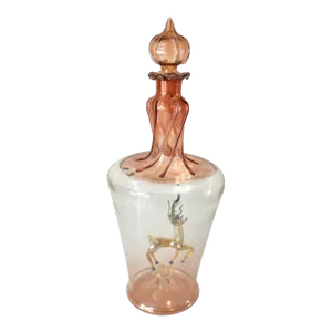 20th Century Italian Venetian Art Glass Decanter With Deer