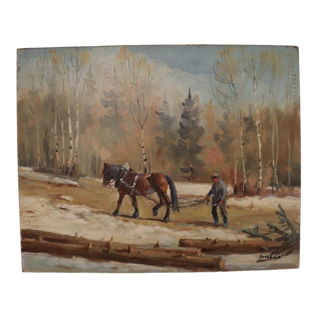 1930s Vintage Josef Suchomel Oil on Board Painting For Sale