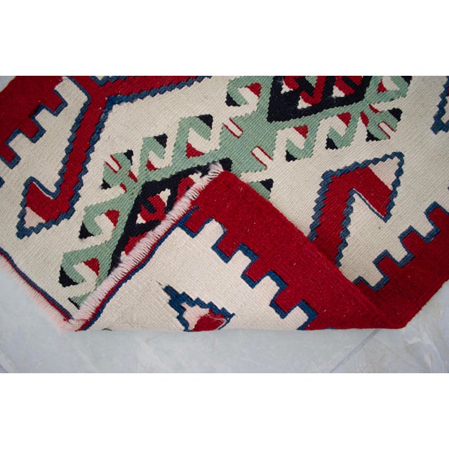 Red Handmade Rug Turkish Kilim Small Rug Entry Mat Doormat 2x3 Ft Approx For Sale - Image 8 of 11