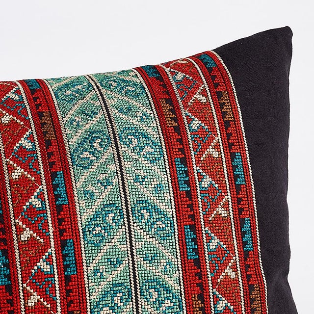This pillow features Vinka Embroidery with a knife edge finish. Vinka’s wide Vertical stripes are ornately embroidered...