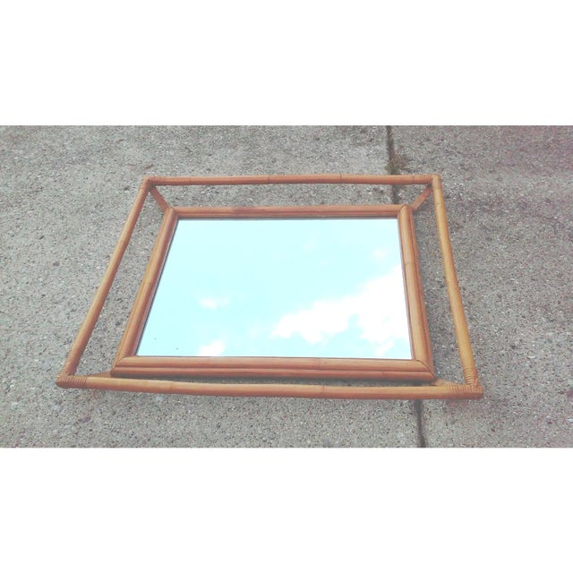 Vintage Rattan Wall Mirror For Sale - Image 4 of 6