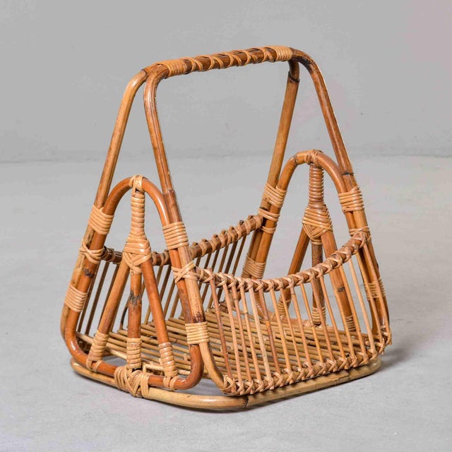 Mid-Century Italian Albini-Style Bamboo Magazine Basket For Sale - Image 11 of 11