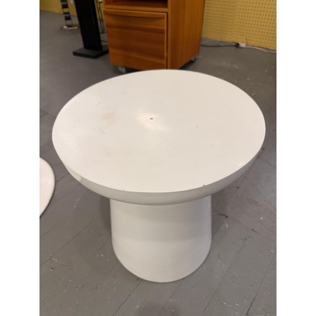 Minimalism White Modernist Sculptural Side Table/ Low Pedestal For Sale - Image 3 of 4