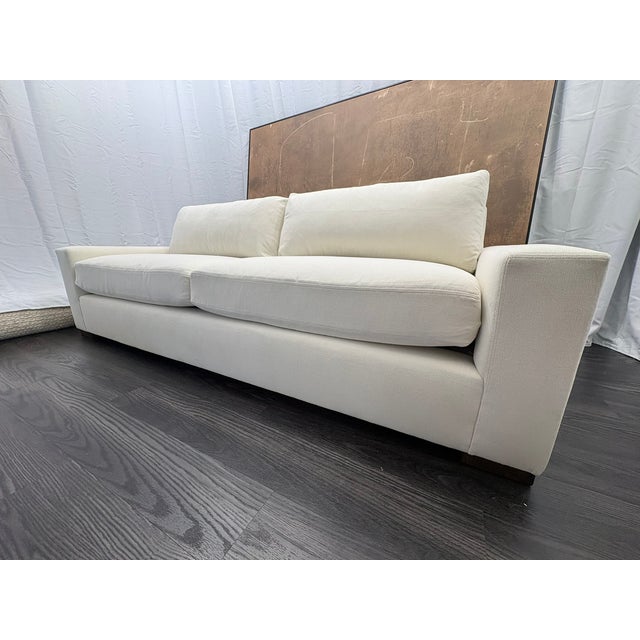 Rh Restoration Hardware Maxwell 2-Cushion Sofa 8' | Classic 40" Depth | Down-Feather | Performance Linen Weave – Natural For Sale In Columbus - Image 6 of 18