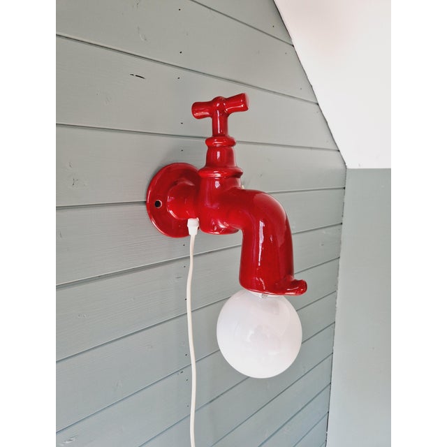 Vintage Red Ceramic Wall Light, 1970s For Sale - Image 12 of 12