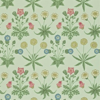Morris & Co Daisy Wallpaper in Pale Green/Rose For Sale