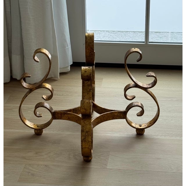 1960s Stunning Pair of Sculptural Wrought Iron Scroll Table Bases With Gilt Finish Circa 1960s For Sale - Image 5 of 8