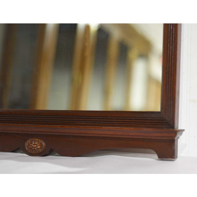 Mid Century Mahogany Wall Mirror With Floral Pediment For Sale In Chicago - Image 6 of 10