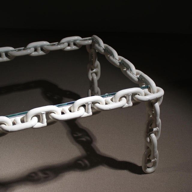 Vintage French Brutalist Chain Link Coffee Table, 1970s For Sale - Image 4 of 17