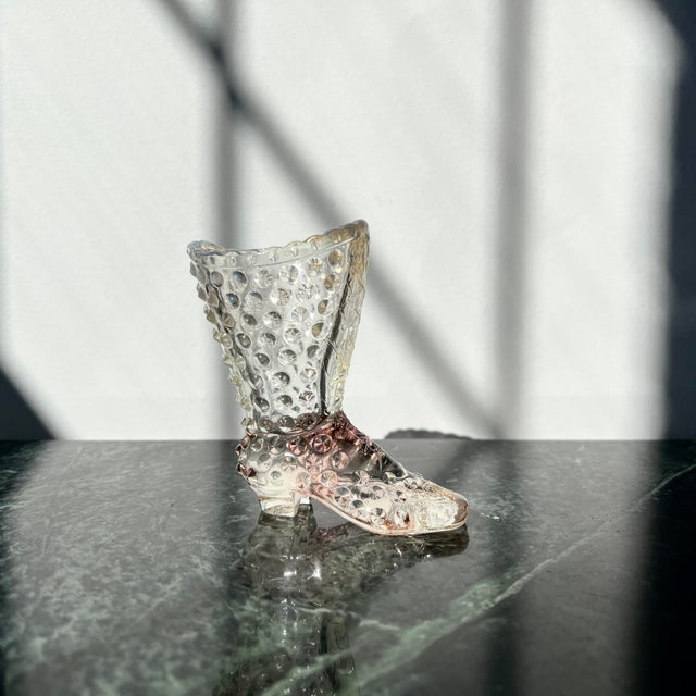 Transparent Mid 20th Century Opaline Hobnail Boot Bud Vase For Sale - Image 8 of 8