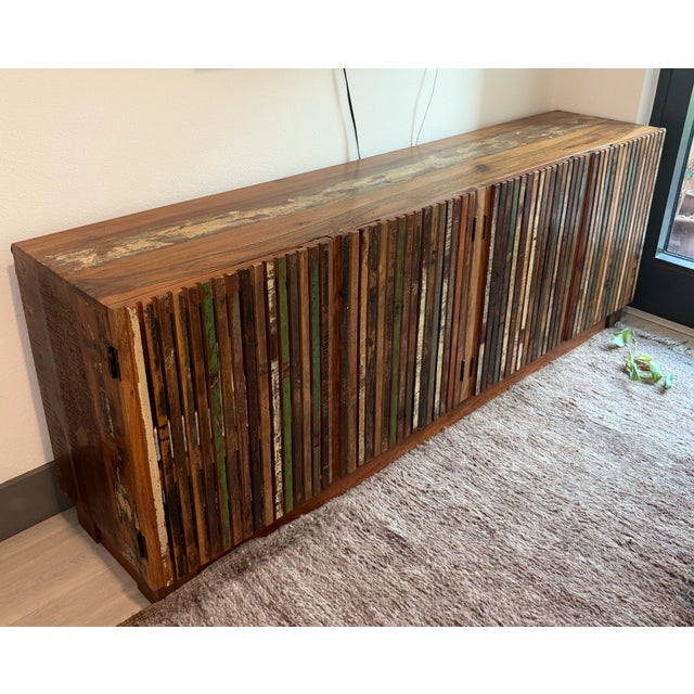 Handcrafted Garu Reclaimed Wood Sideboard, Custom Indian Production, Dyphor New York, Brutalist For Sale In Houston - Image 6 of 9