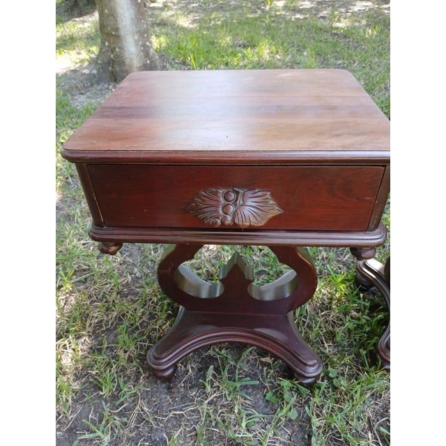 Mid 20th Century Pair Carl Forslund Cherry Lyre Tables For Sale - Image 4 of 9