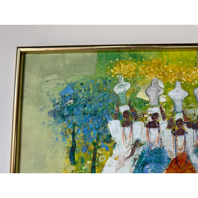 Wood 1980's Vintage African Women’s Traditional Still Life Oil Painting on Canvas – Framed For Sale - Image 7 of 14