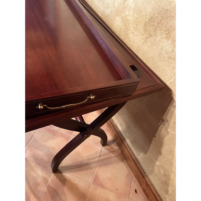 Polo Ralph Lauren Mahogany Regency Tall Console Table / Sideboard With Handled Removable Tray Top For Sale - Image 12 of 12
