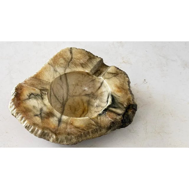 Stone White-Green-Grey Marble Ashtray with Decorative Marble Egg, 1960s For Sale - Image 7 of 10