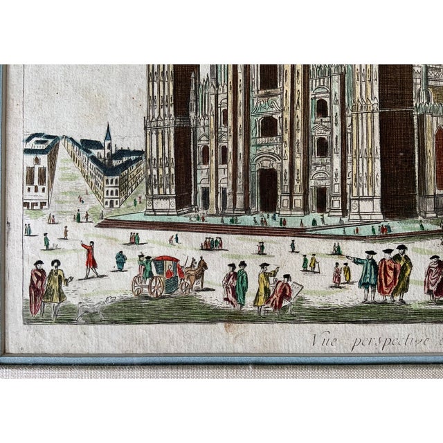 Antique Hand Colored Copper Engraving Milan Cathedral Louis Joseph Mondhare Paris 1770 For Sale - Image 10 of 12