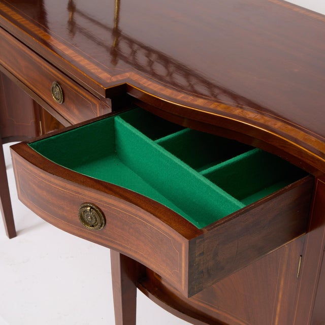 Antique English 19th Cent George III Inlaid Sideboard W/ Removable Brass Gallery For Sale - Image 11 of 13