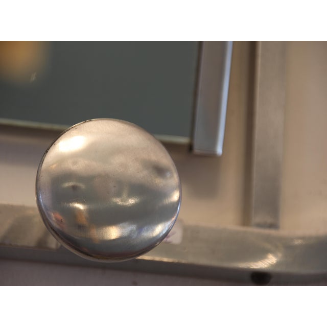French Art Deco Aluminum Coat Rack with Mirror, 1940s For Sale - Image 4 of 12