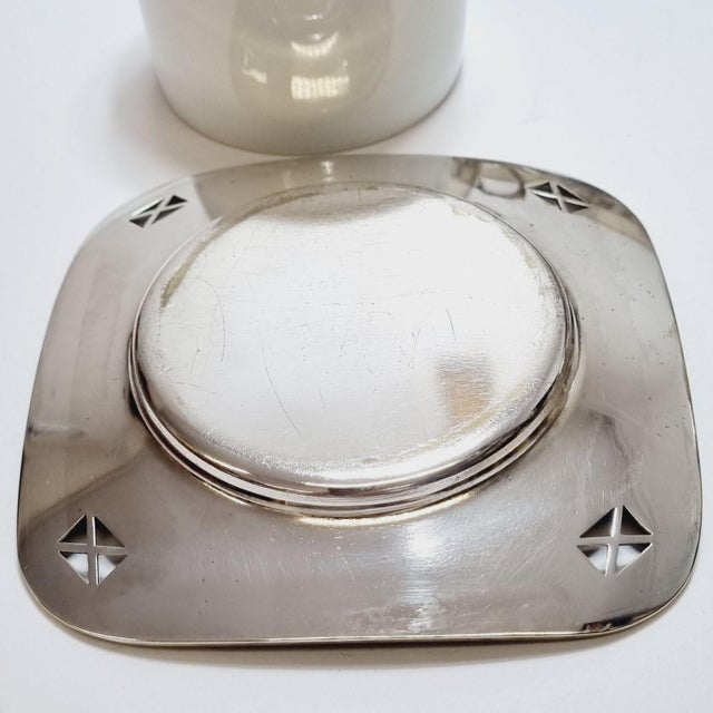Art Deco Silver-Plated Argentor Tea Set with Karlsbad Porcelain Liners, 1930s, Set of 20 For Sale - Image 9 of 18