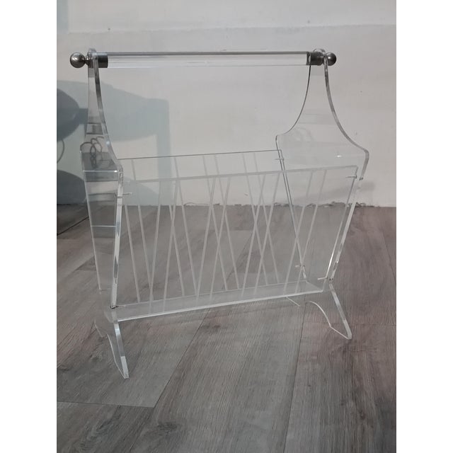 Vintage French Acrylic Glass Magazine Rack, 1980s For Sale - Image 10 of 10