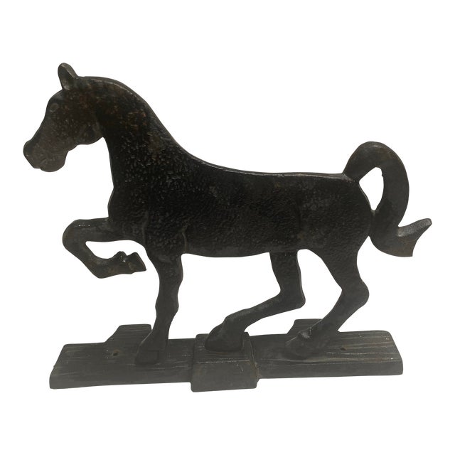 Vintage Hand Made Cast Iron Black Horse Weathervane Top For Sale