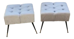 Italian 1950s Velvet Stools - a Pair