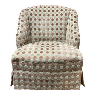 Custom Cole Fax & Fowler Fabric + Skirted Lounge Chair For Sale
