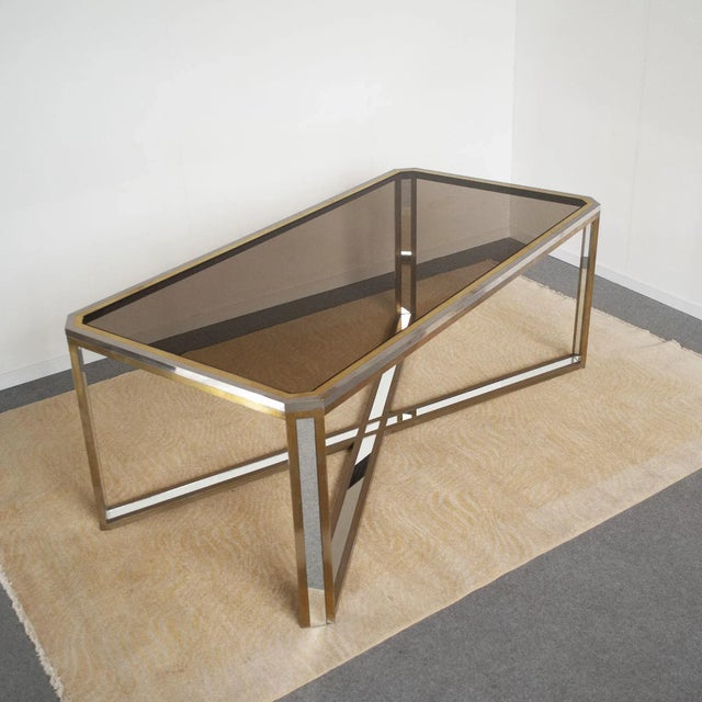 Dining Table in Brass and Mirror, 1970s For Sale - Image 6 of 8