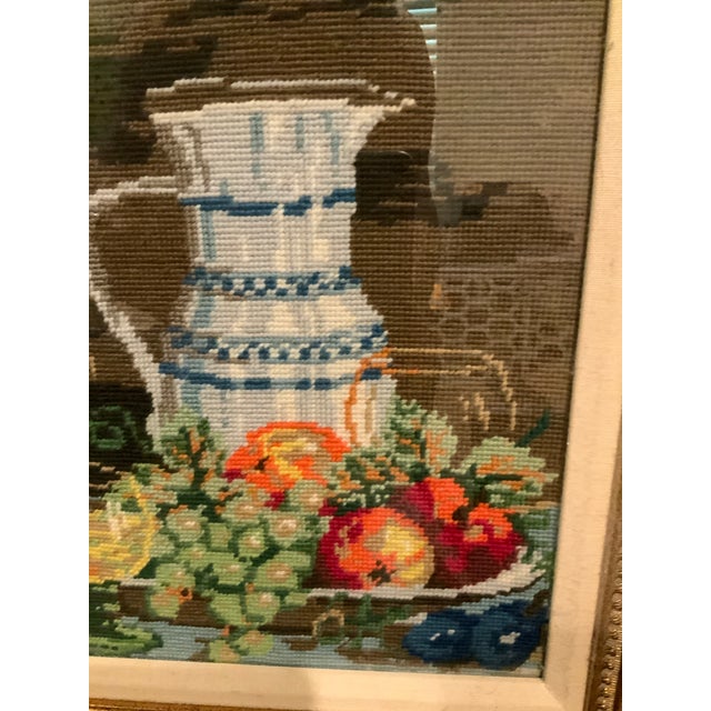 French Flowers and Fruits Needlepoint For Sale - Image 3 of 4